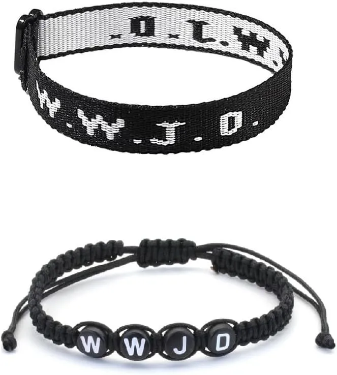 2-6Pcs WWJD Braided Rope Bracelets for Men Women What Would Jesus Do Matching Bracelet Set Inspirational Christian Gifts Adjustable WWJD Letter Religious Bracelet Elevated Faith Jewelry