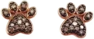 2.00 Carat Round Shape Simulated Brown Diamond Dog Paw Stud Earring in 14K Rose Gold Plated 925 Silver