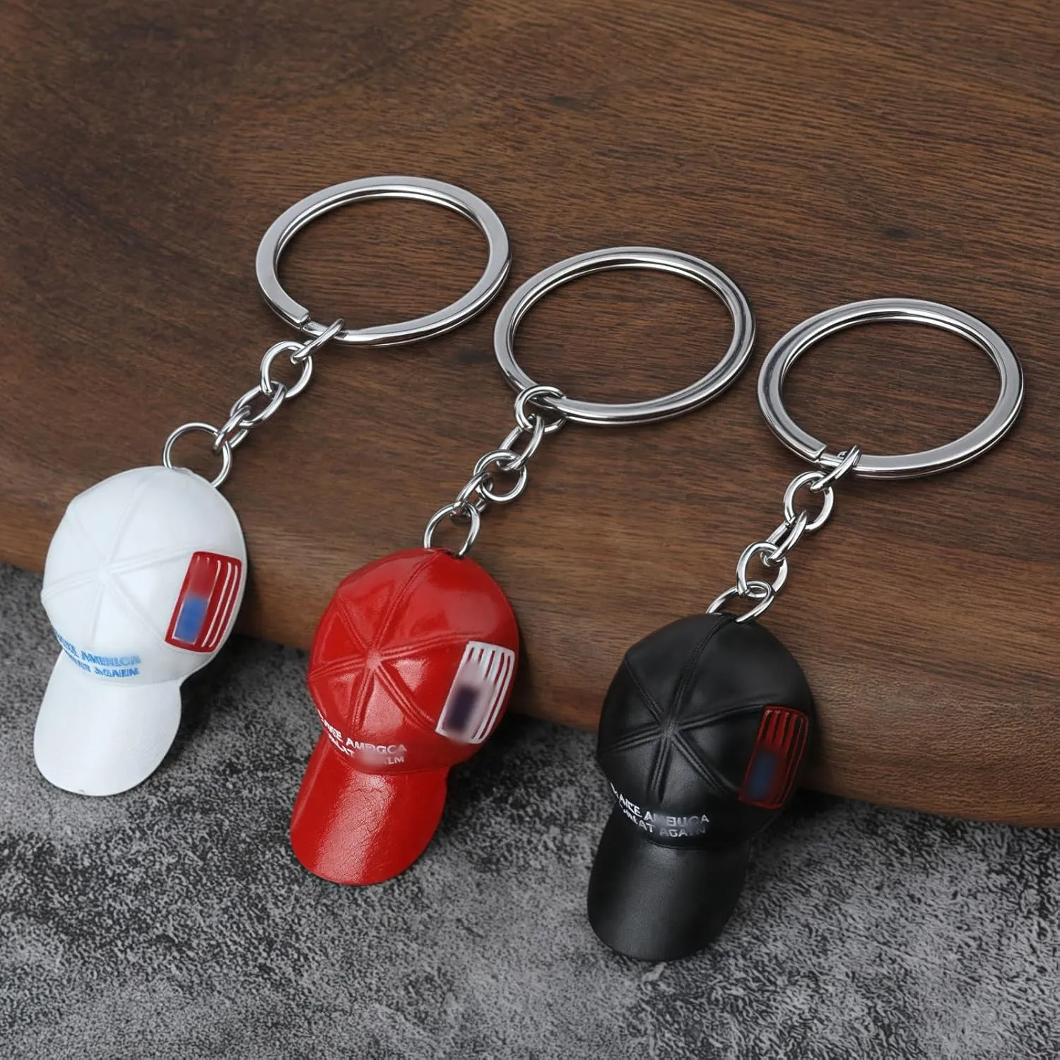 2024 Patriotic Baseball Cap Design Keychain, Metal Flag Hat Key Chain,Flag Hat Metal Key Chain