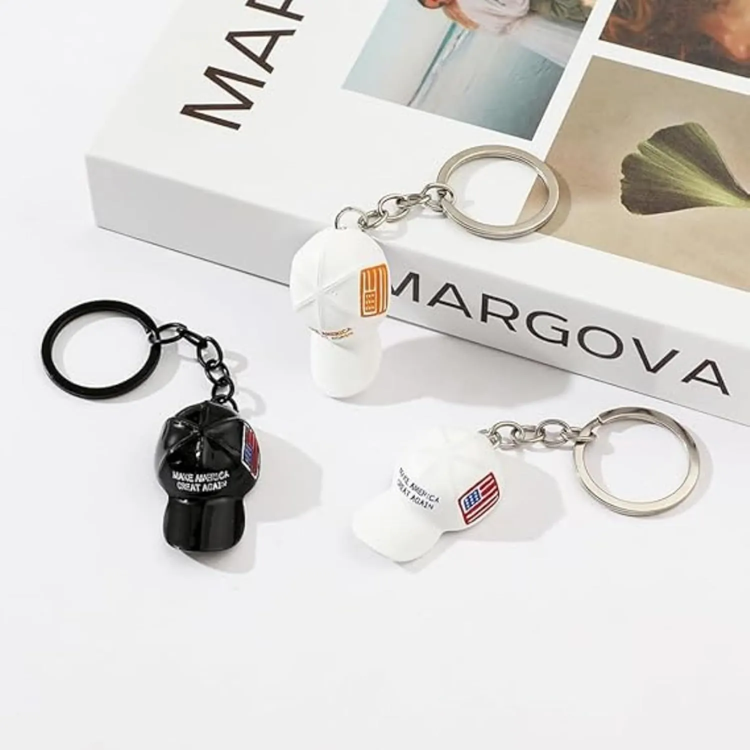 2024 Patriotic Baseball Cap Design Keychain, Metal Flag Hat Key Chain,Flag Hat Metal Key Chain