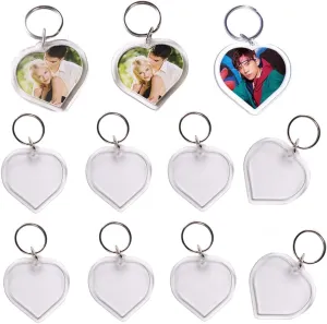 25Pcs Clear Acrylic Keychain Blanks Heart Shape Picture Frame Keyring Insert DIY Photo Picture Frame Key Chains Key Holder Great for DIY Gift