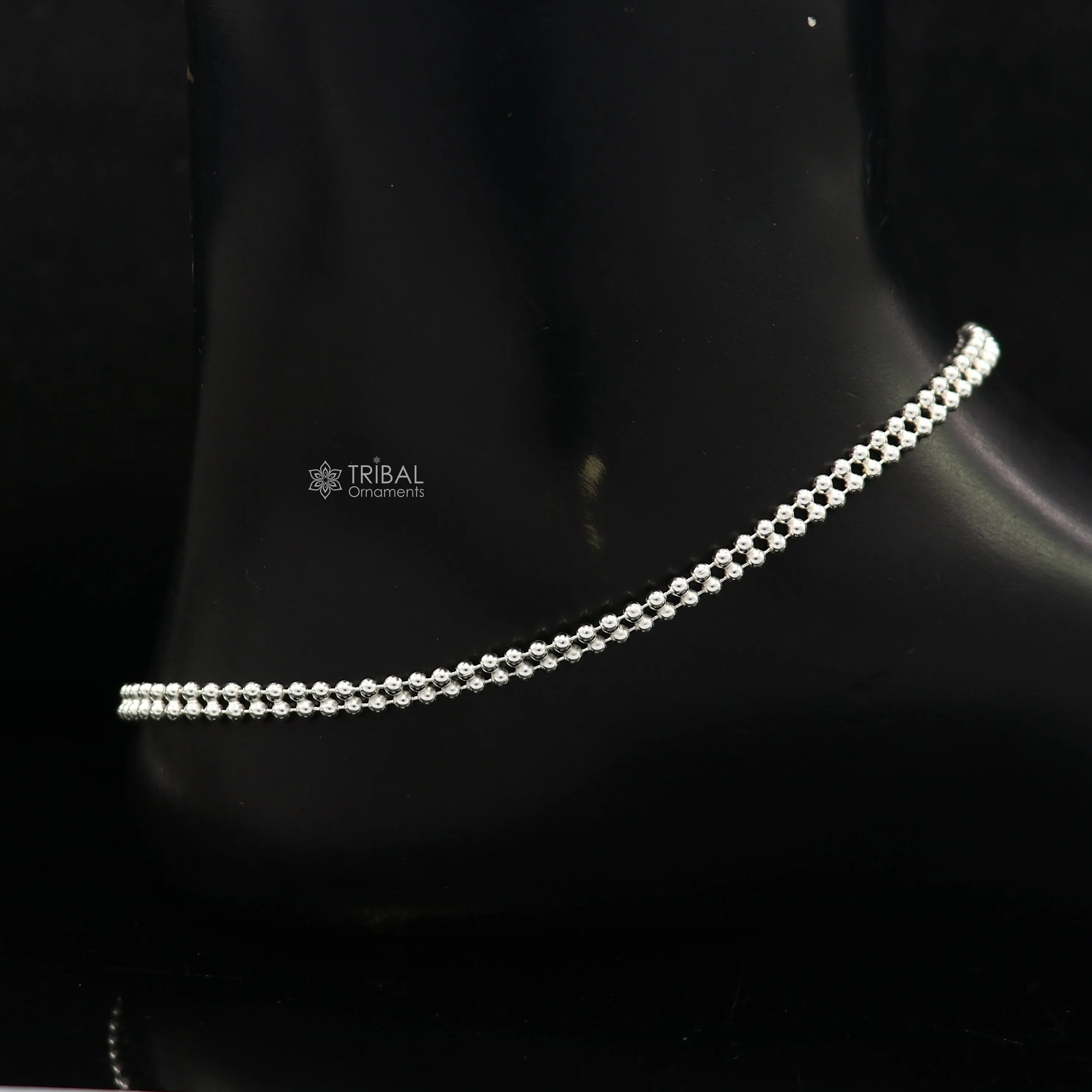 2mm 10.5" 925 sterling silver Double beaded/ball chain anklet bracelet light weight delicate anklets belly dance silver jewelry ank612