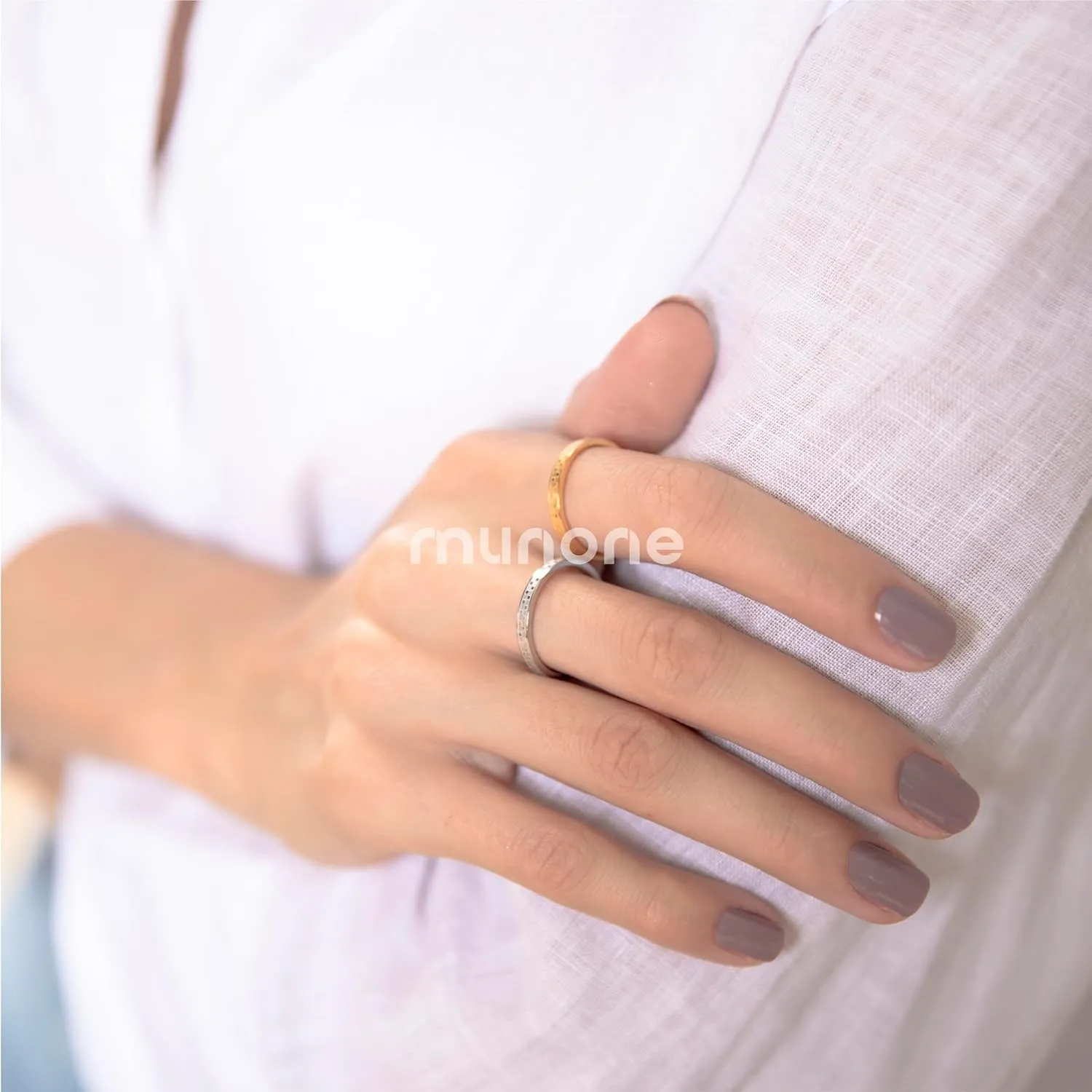 2mm Checkered Ring 14K Gold Plated Titanium Stackable Checkerboard Rings for Women Men, Love Is A Worthy Match Statement Band