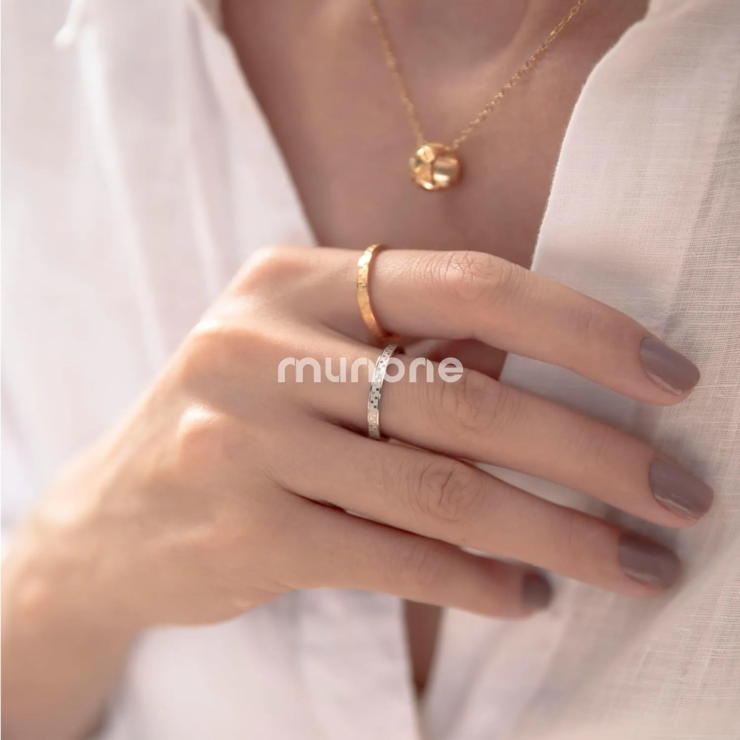 2mm Checkered Ring 14K Gold Plated Titanium Stackable Checkerboard Rings for Women Men, Love Is A Worthy Match Statement Band