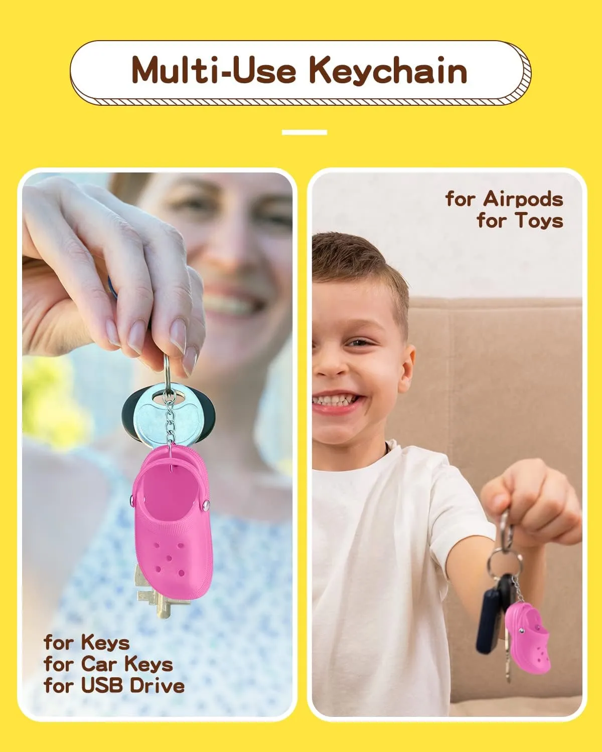 2pcs Cute Shoe Keychains for Women Men Kids Party Favors, Mini Birthday Gifts of Key Chains Car Handbag Backpack