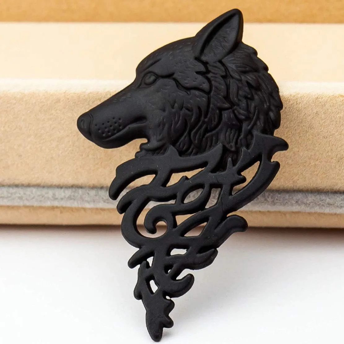 2Pcs Fashion Animal Dire Wolf Head Coyote Antique Lapel Brooch Pin Badge Men's Suits Buckle Neckwear Accessories