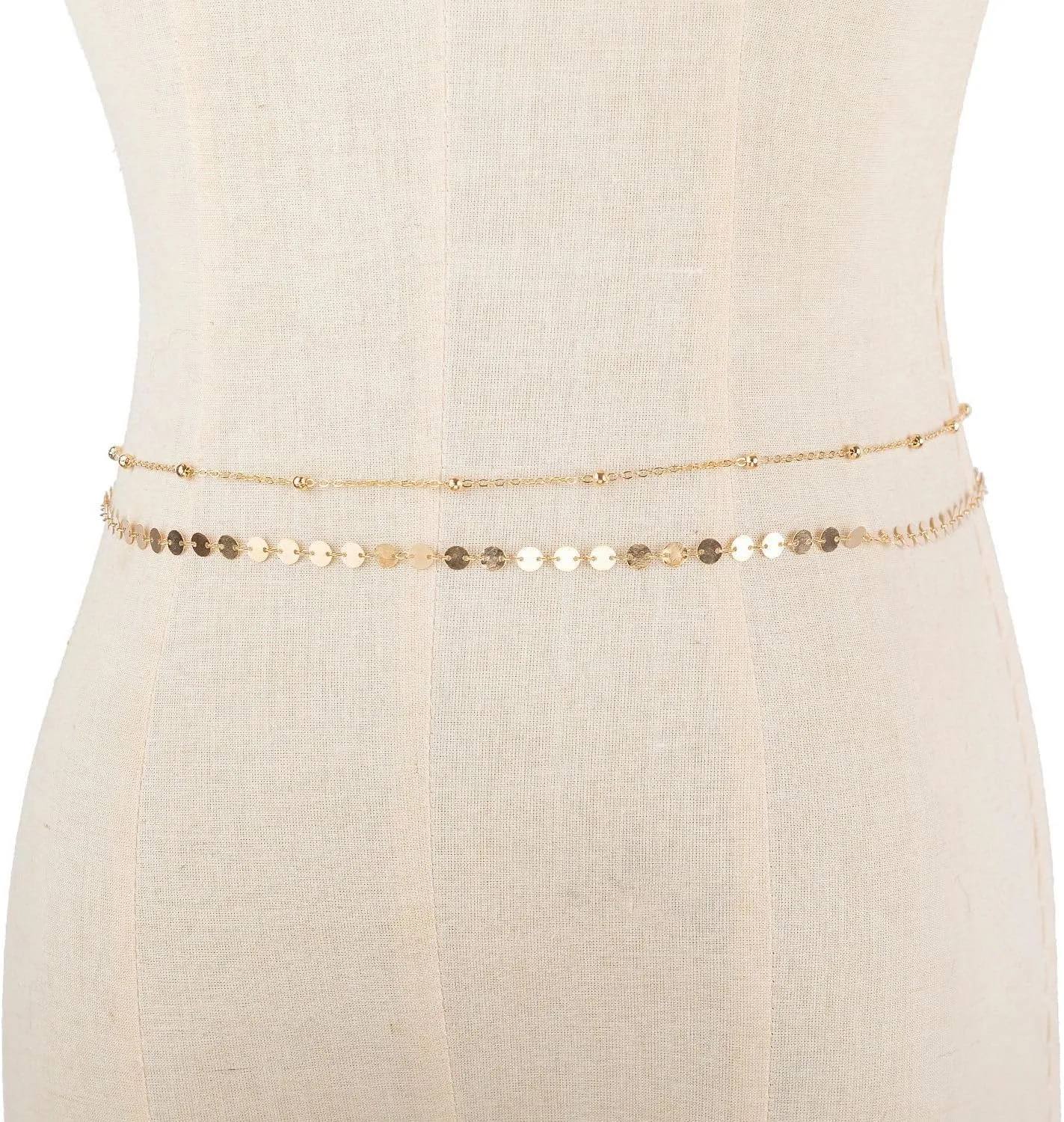 2PCS Gold/Silver Plated Waist Chains Belly Body Chain Jewelry for Women Sexy Bikini Layered Belly Chain Jewelry for Women