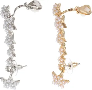 2pcs Pearl Ear Studs Star Shaped Earrings Ear Cuffs Women Jewelry Gift