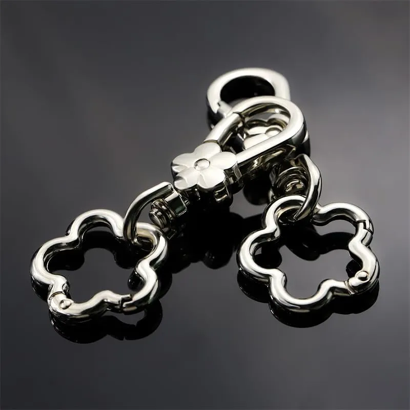 2Sets Flower Shape Swivel Buckles Lobster Clasps with Ring Clip Trigger Snap Hook Connection for bagpack,Keychain,Kettle (Silver)
