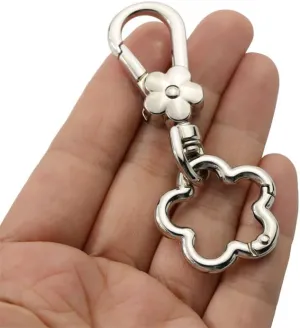 2Sets Flower Shape Swivel Buckles Lobster Clasps with Ring Clip Trigger Snap Hook Connection for bagpack,Keychain,Kettle (Silver)