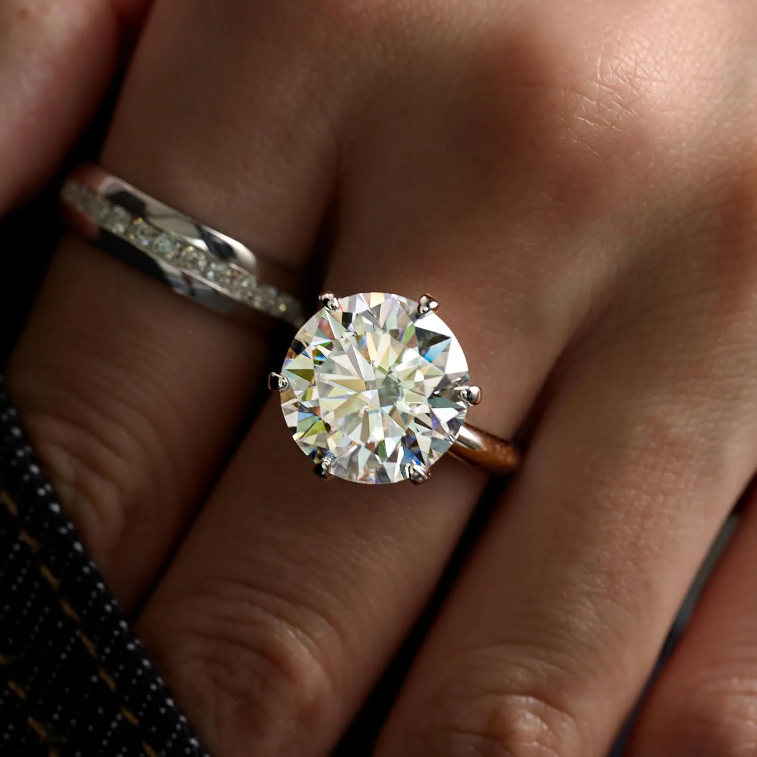 3-10ct Moissanite Engagement Rings for Women,6 Prong Round Cut D Color VVS1 18K White Gold Plated 925 Sterling Silver, Cut Lab Created Diamond Wedding Promise Jewelry