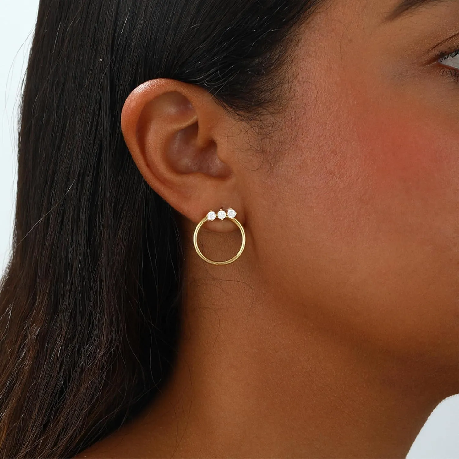 3 Pairs Gold/Silver Hoop Earrings Set for Women,Dainty Cubic Zirconia Hoop Earrings Women Stack Hypoallergenic Trendy Pack Jewelry