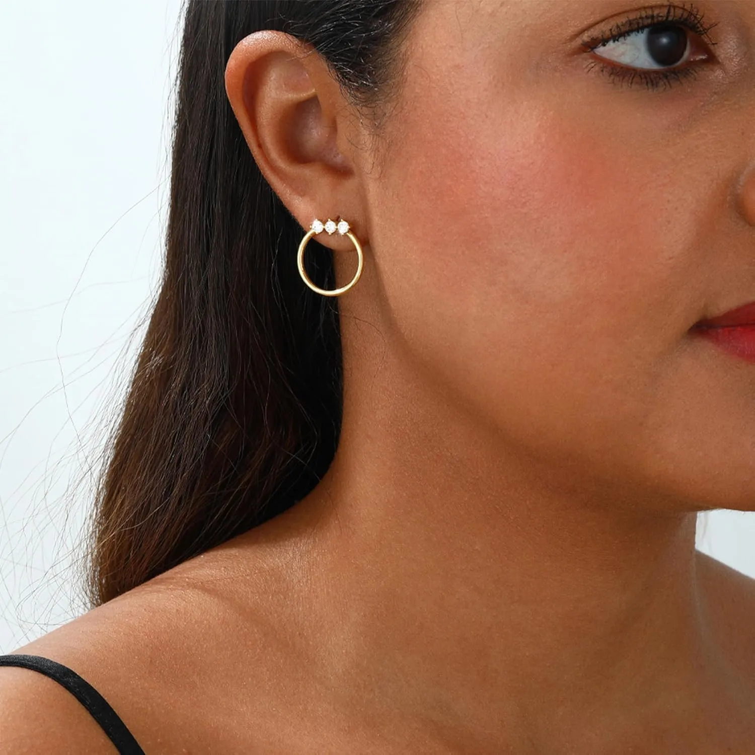 3 Pairs Gold/Silver Hoop Earrings Set for Women,Dainty Cubic Zirconia Hoop Earrings Women Stack Hypoallergenic Trendy Pack Jewelry