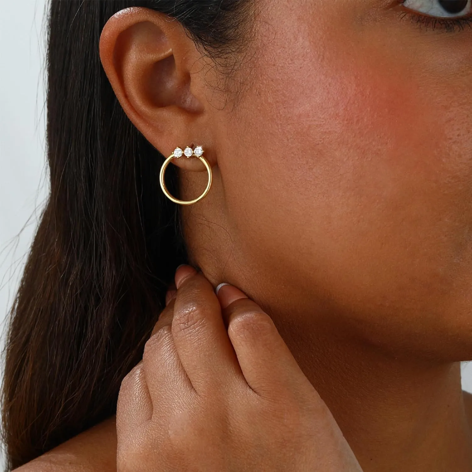 3 Pairs Gold/Silver Hoop Earrings Set for Women,Dainty Cubic Zirconia Hoop Earrings Women Stack Hypoallergenic Trendy Pack Jewelry
