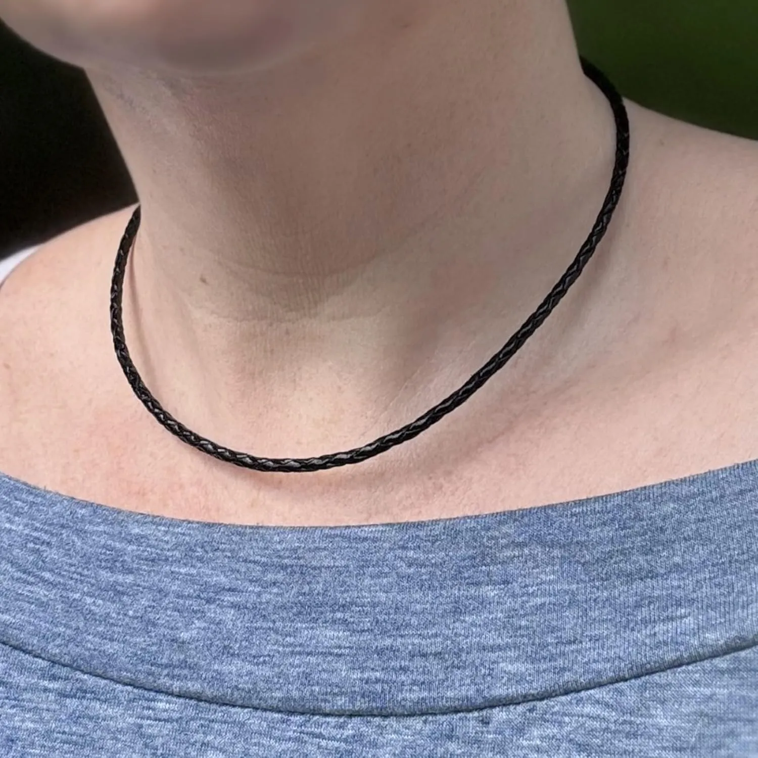 3mm Men's Black Braided Leather Necklace Cord with Stainless Steel Lobster Clasp (16-30 Inch)