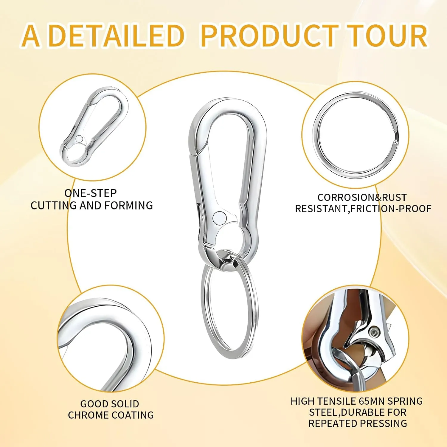 4 Pack Keychain, Metal Key Chain, Sturdy Key Ring, Key Rings Key Organizer Keychain Clip Key Chains for Men Women