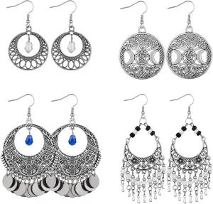 4 Pairs Bohemian Earrings for Women Ethnic Style Vintage Drop Earrings for Women Women's Jewelry Gifts