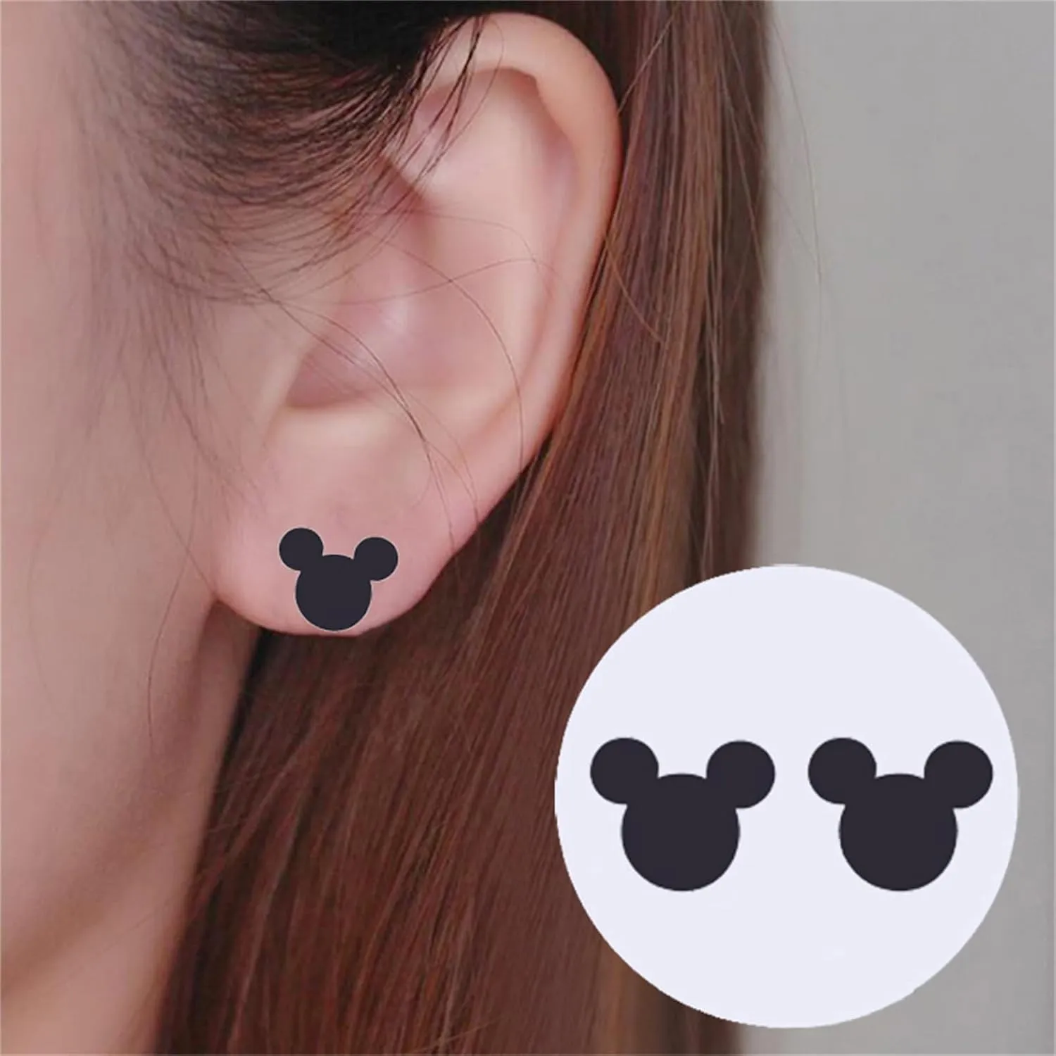 4 Pairs Stainless Steel Tiny Mouse Stud Earrings for Women hypoallergenic earring Cute Animal Mouse Silhouette Button Stud Post Earrings Birthday Gifts