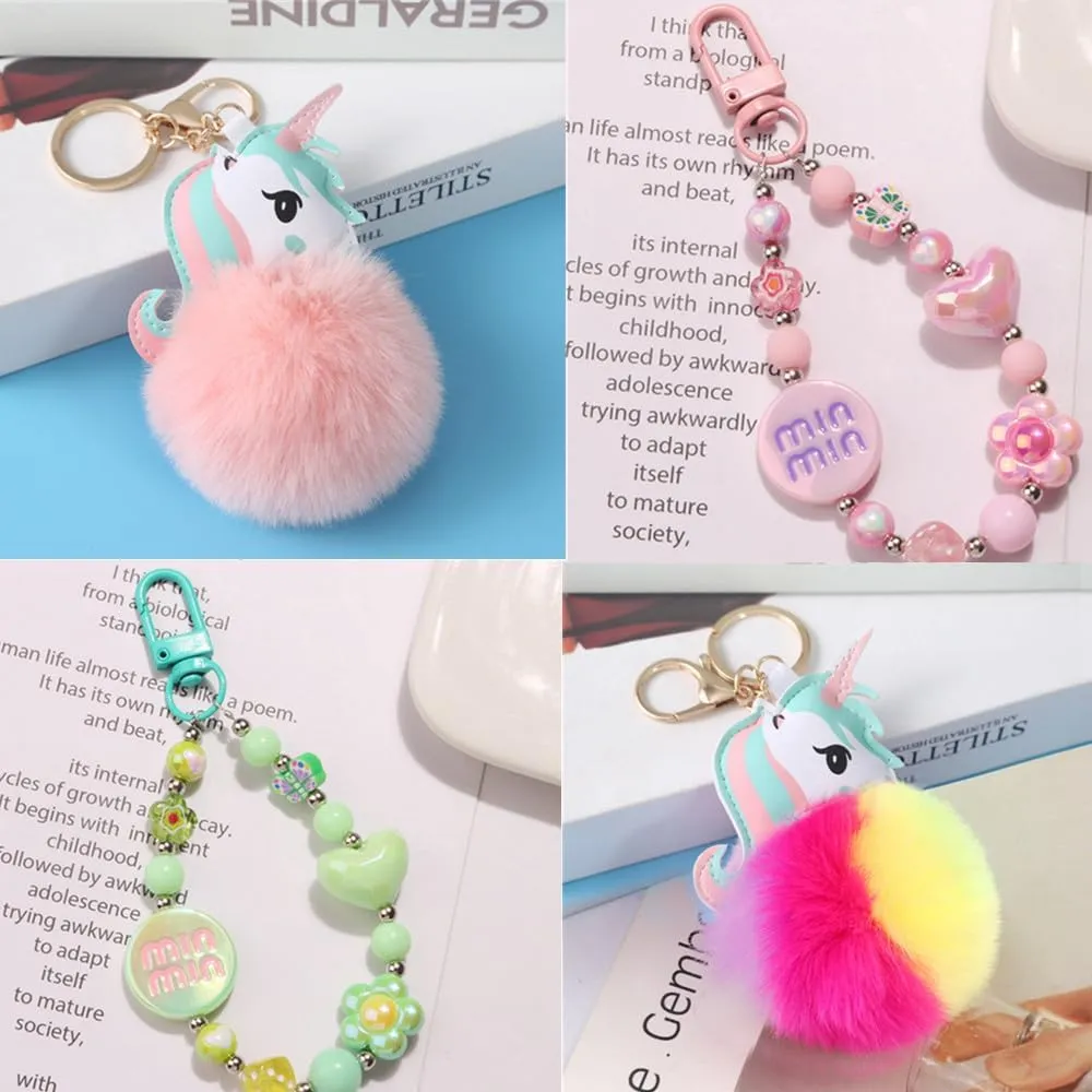 4 Pieces Cute Keychains for Girls Accessories for Backpack Bracelet Wristlet Keychain Beaded Bangle Key Chains