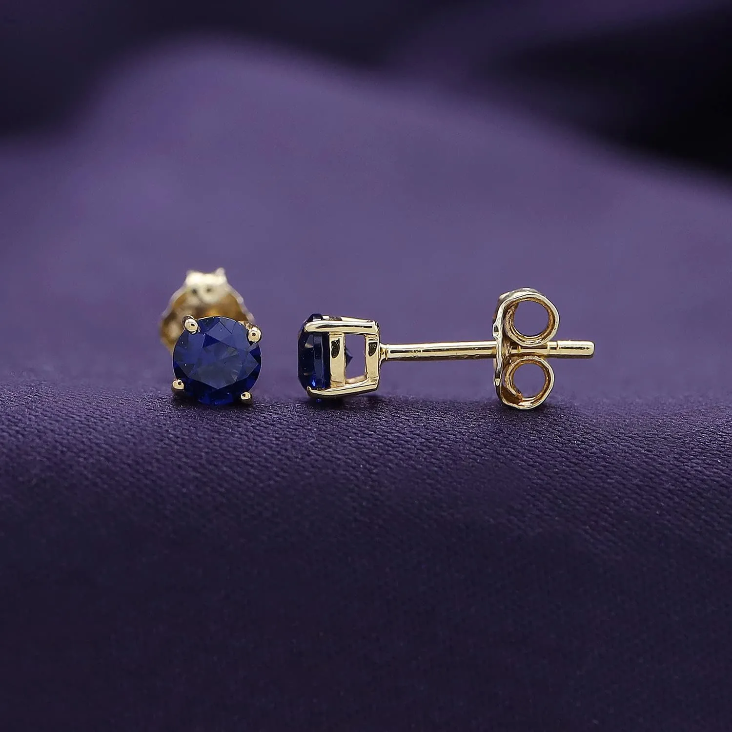 4MM Round Shaped Simulated Birthstone Stud Earrings Prong Setting Push Back Earrings In 14K Gold Over Sterling Silver (0.5 Ct), Jewelry Gift For Her