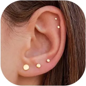 5 Pairs 14K Gold Plated Stud Earrings for Women, Hypoallergenic Earring Sets for Multiple Piercing, Premium Cubic Zirconia Studs Earrings for Women