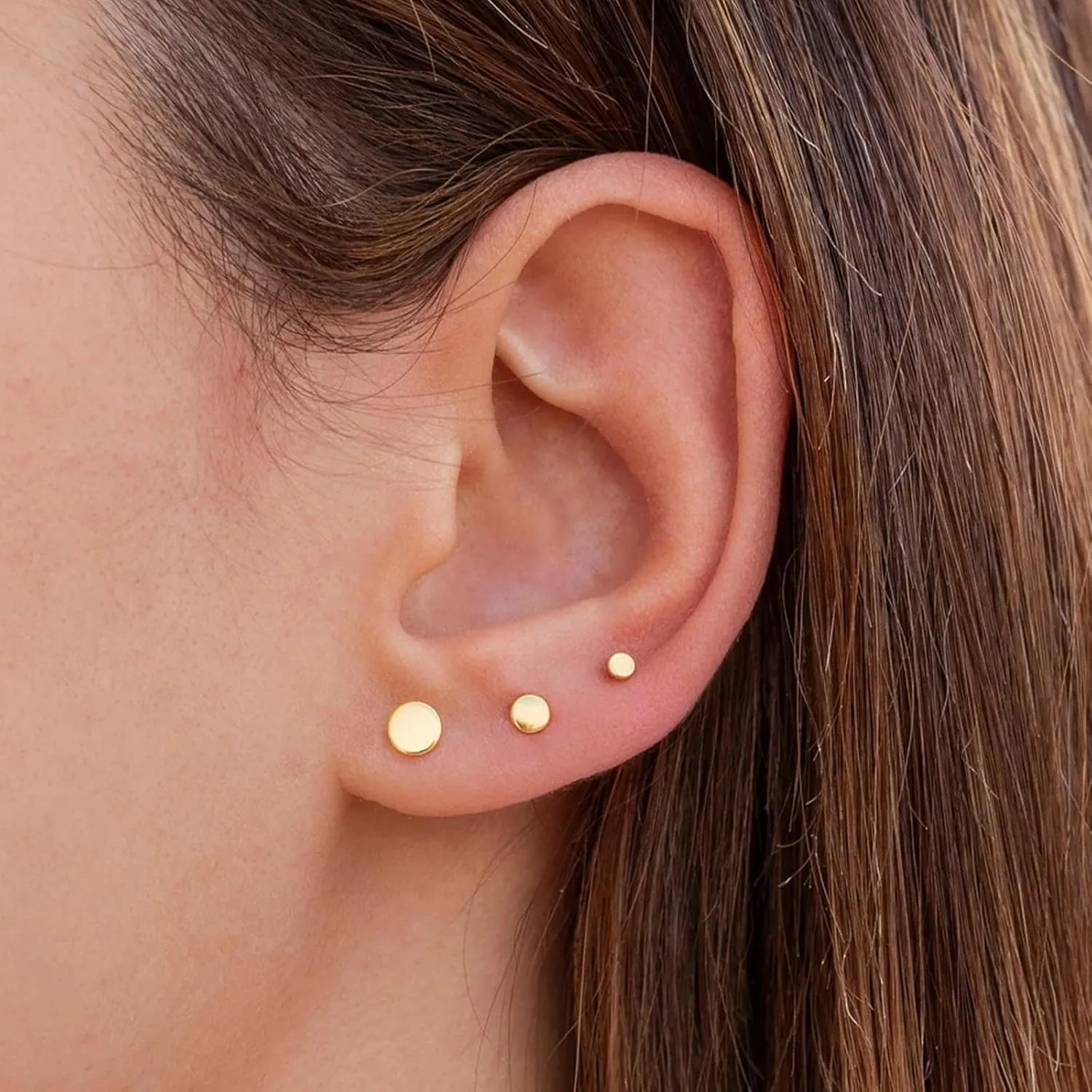 5 Pairs 14K Gold Plated Stud Earrings for Women, Hypoallergenic Earring Sets for Multiple Piercing, Premium Cubic Zirconia Studs Earrings for Women