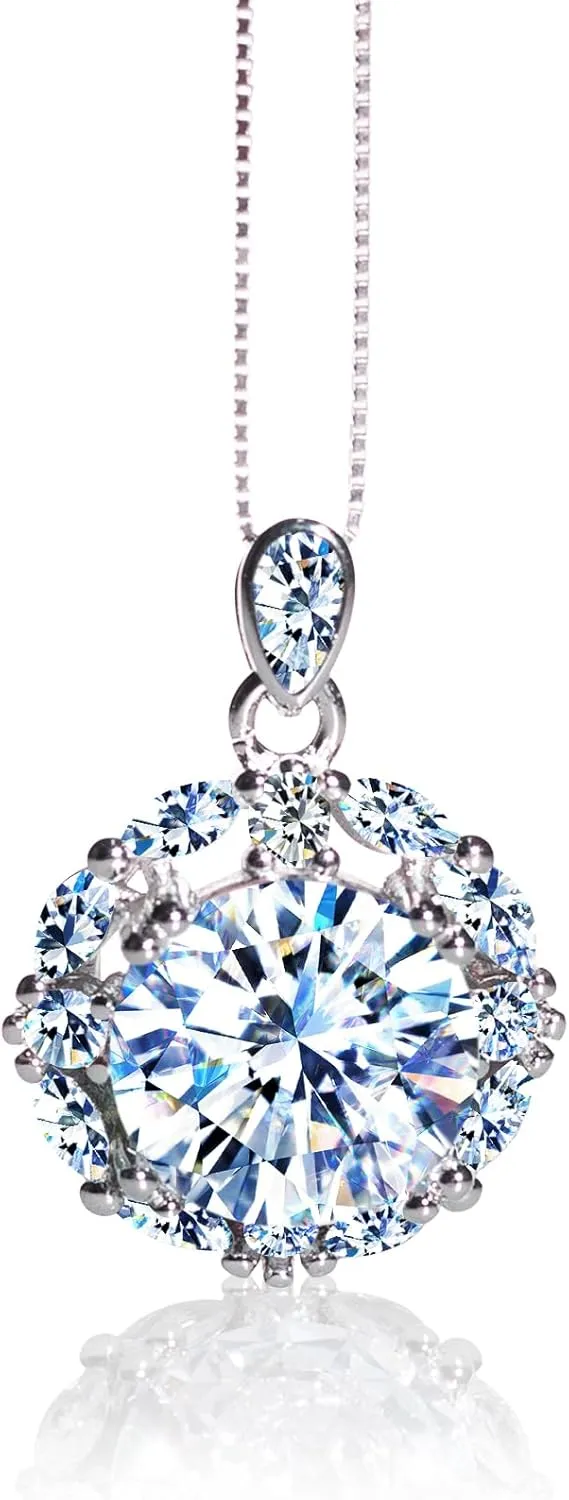 5CT Moissanite Pendant Necklace for Women 925 Sterling Silver Necklace with Moissanite Diamond D Color Ideal Cut Diamond Necklace Gift for Women Men Mom