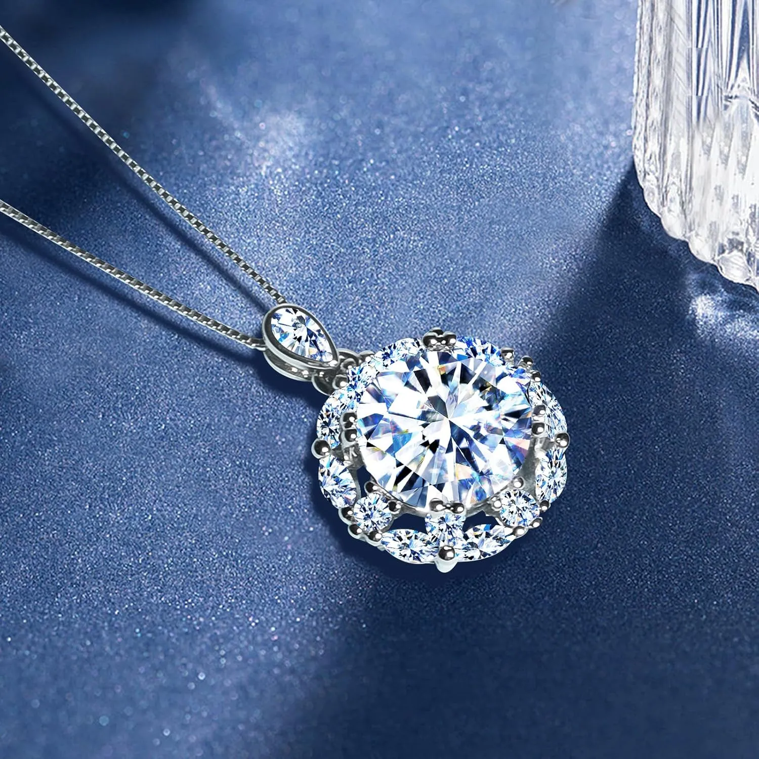 5CT Moissanite Pendant Necklace for Women 925 Sterling Silver Necklace with Moissanite Diamond D Color Ideal Cut Diamond Necklace Gift for Women Men Mom