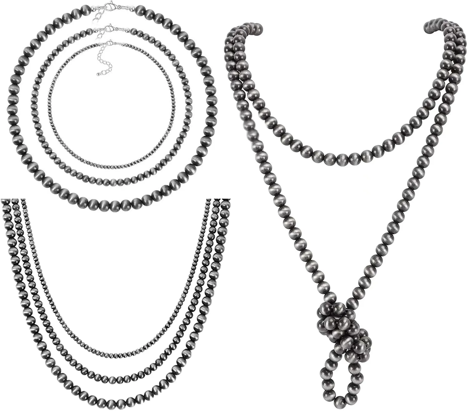 5Pcs Western Jewelry Navajo Pearl Necklace for Women Western Country Beaded Necklace Boho Vintage Choker Jewelry Gifts
