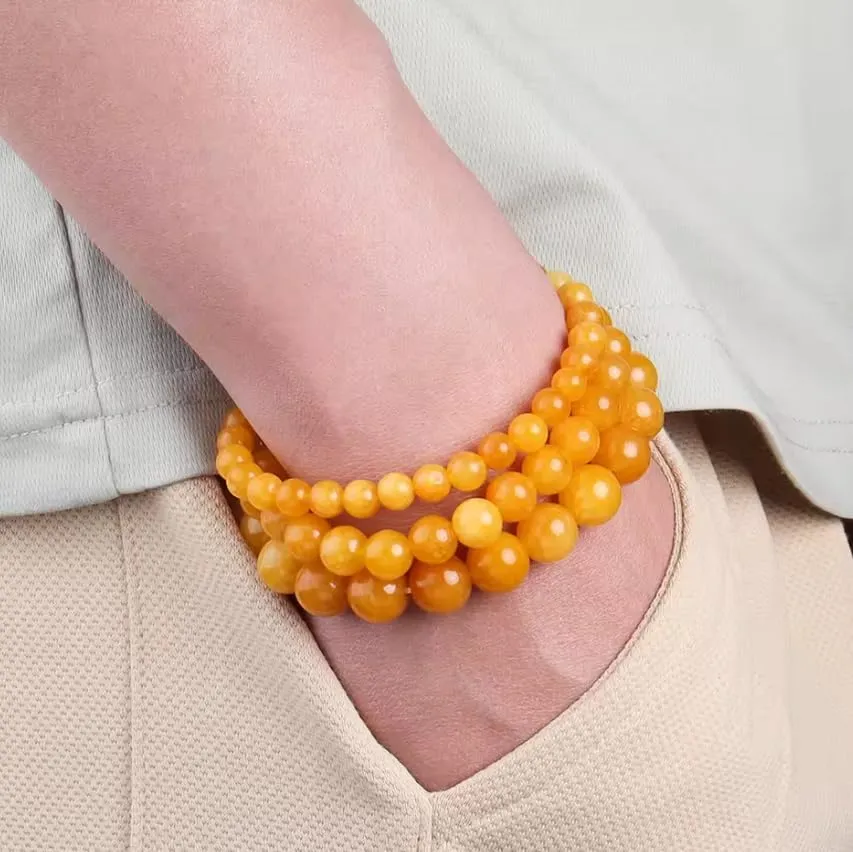 6/8/10mm Amber Mineral Beeswax Bracelet Natural Prayer Bracelet For Men Women