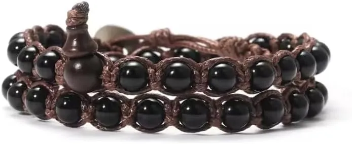 6mm Buddhist Natural Stone Beads Sandalwood Buddha Rosary Bracelet Women's Men's Gourd Beads Multi-Circle Bracelet