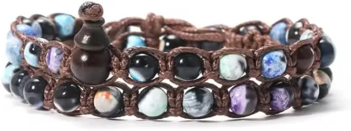 6mm Buddhist Natural Stone Beads Sandalwood Buddha Rosary Bracelet Women's Men's Gourd Beads Multi-Circle Bracelet