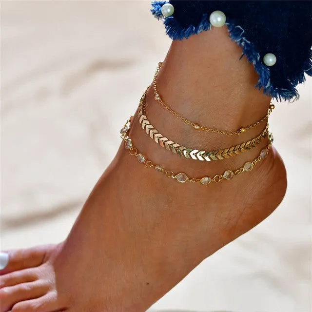 7pcs/Set New Handmade Beaded Anklet Bracelets