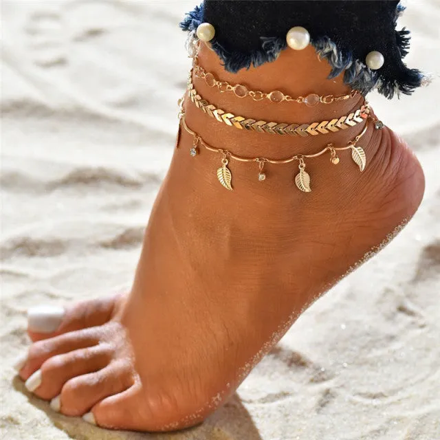 7pcs/Set New Handmade Beaded Anklet Bracelets