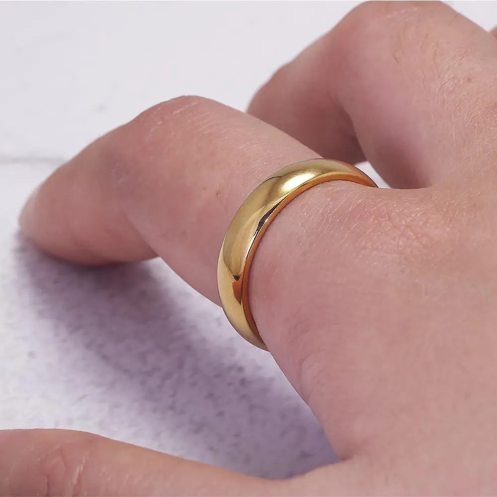 925 Sterling Silver 4.5mm 2mm Wedding Band Plain High Polish Classical 18k Gold Plated Dome Rings for Women Men Married Ring