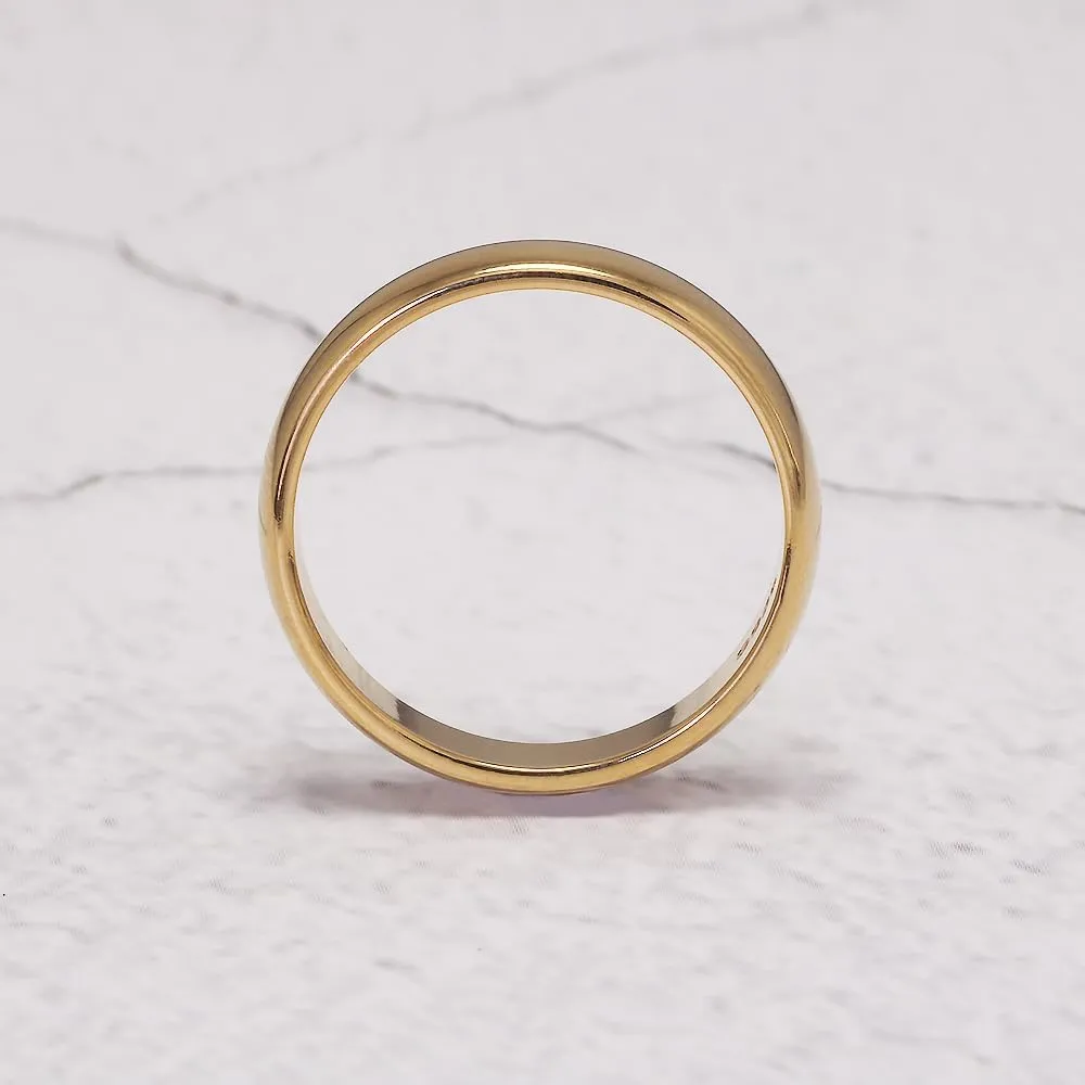 925 Sterling Silver 4.5mm 2mm Wedding Band Plain High Polish Classical 18k Gold Plated Dome Rings for Women Men Married Ring