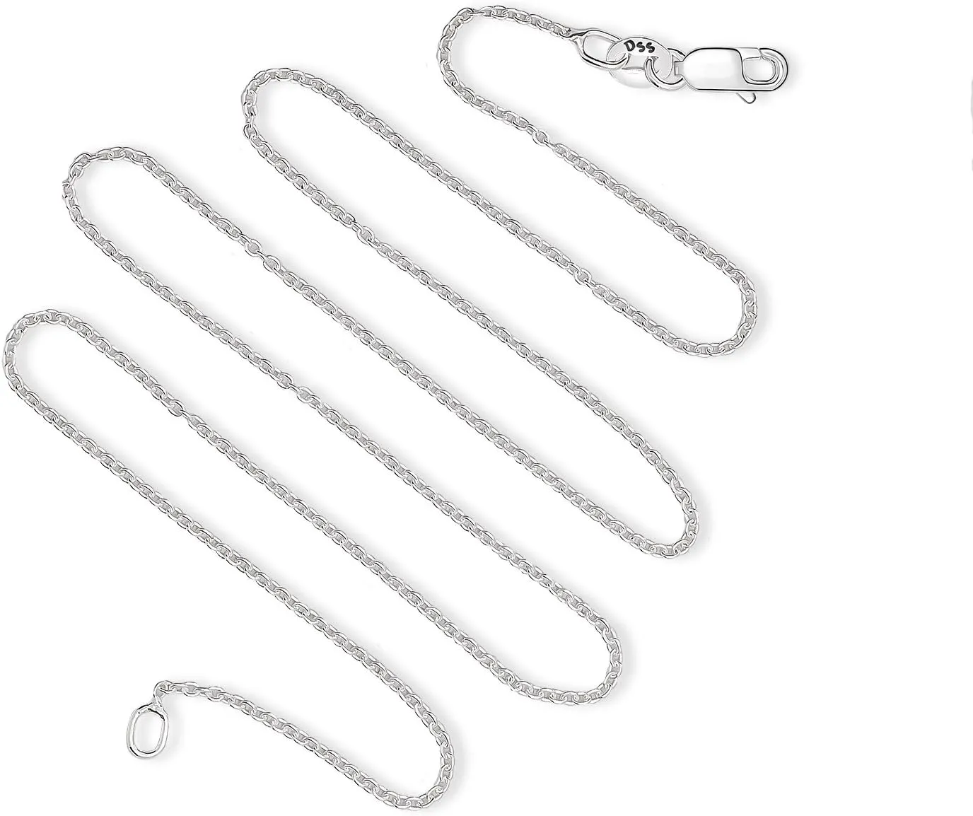 925 Sterling Silver .8MM Cable Chain Lobster Claw Clasp 16-30"