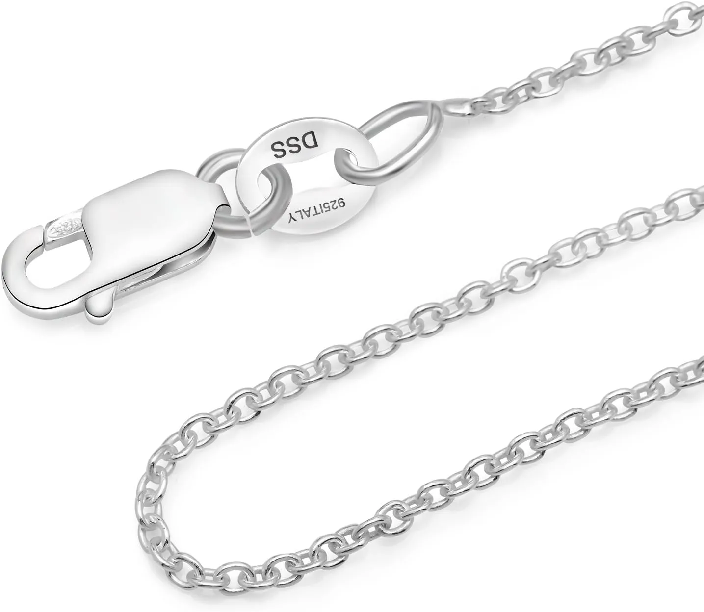 925 Sterling Silver .8MM Cable Chain Lobster Claw Clasp 16-30"
