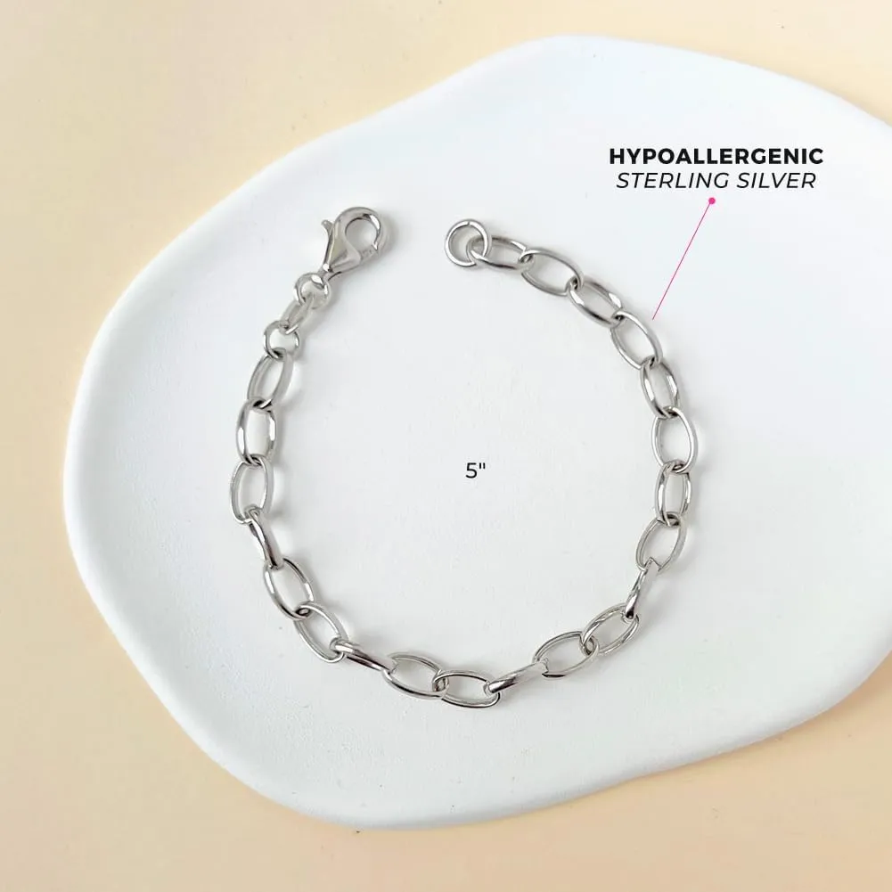 925 Sterling Silver Classic Link Chain Charm Bracelet for Little Girls & Preteen - Plain Bracelets for Young Girls to Allow them to Add Charms - Fabulous Jewelry for Children