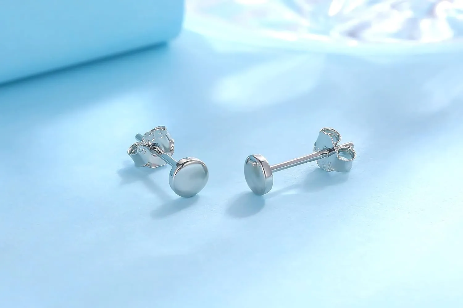 925 Sterling Silver Dot Stud Earrings | Small Simple Round Disc Stud Earrings | Tiny Flat Circle Hypoallergenic Cartilage Tragus Piercing Earrings Gifts for Women Men 2mm 3mm 4mm 5mm