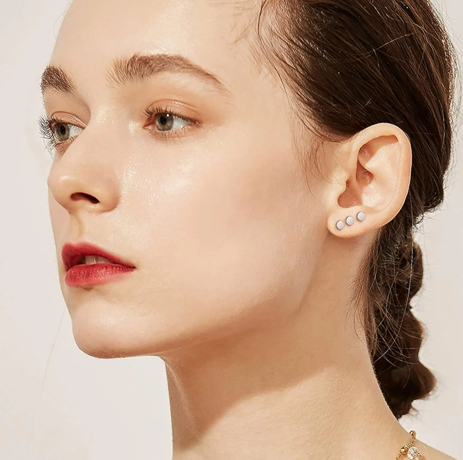 925 Sterling Silver Dot Stud Earrings | Small Simple Round Disc Stud Earrings | Tiny Flat Circle Hypoallergenic Cartilage Tragus Piercing Earrings Gifts for Women Men 2mm 3mm 4mm 5mm