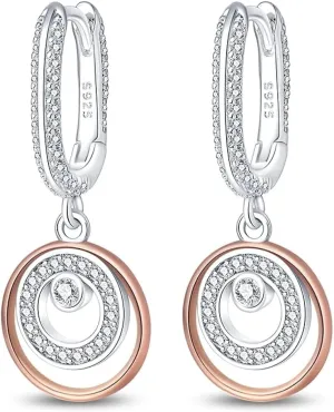 925 Sterling Silver Earrings,Hoop Earrings for Women,Earrings for Women Trendy,Dangle Heart Earrings for Women,Colorful Cubic Zirconia Hoops Various Hypoallergenic Hoop Earrings
