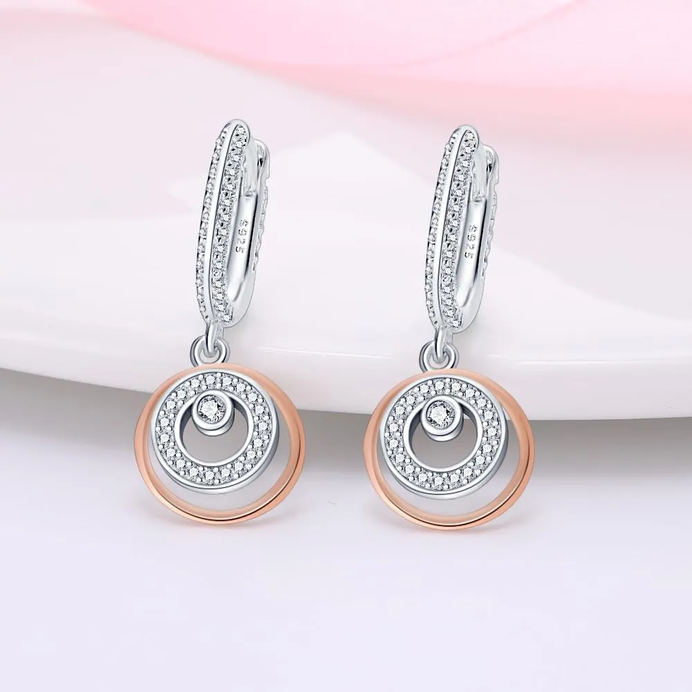 925 Sterling Silver Earrings,Hoop Earrings for Women,Earrings for Women Trendy,Dangle Heart Earrings for Women,Colorful Cubic Zirconia Hoops Various Hypoallergenic Hoop Earrings