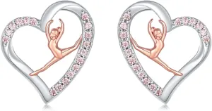 925 Sterling Silver Gymnastics Stud Earrings for Daughter Gymnastics Gifts for Teen USA Gymnast Ear Studs Jewelry Gift Gymnastics Sport Earrings Sports Jewelry for Granddaughter Christmas Gift