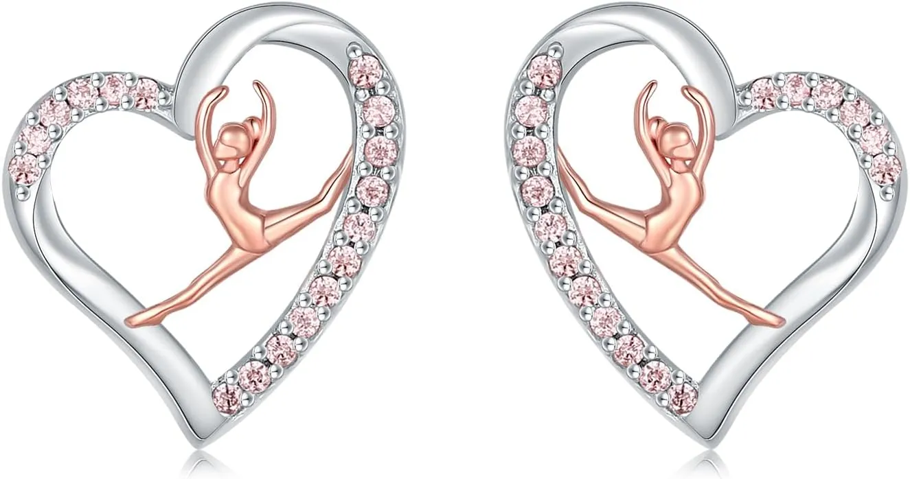 925 Sterling Silver Gymnastics Stud Earrings for Daughter Gymnastics Gifts for Teen USA Gymnast Ear Studs Jewelry Gift Gymnastics Sport Earrings Sports Jewelry for Granddaughter Christmas Gift