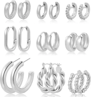 925 Sterling Silver Heart Earrings for Women, Dainty Huggie Hoop Fashion Hypoallergenic Small Chunky Stud Earrings Lightweight Love Heart Dangle Jewelry