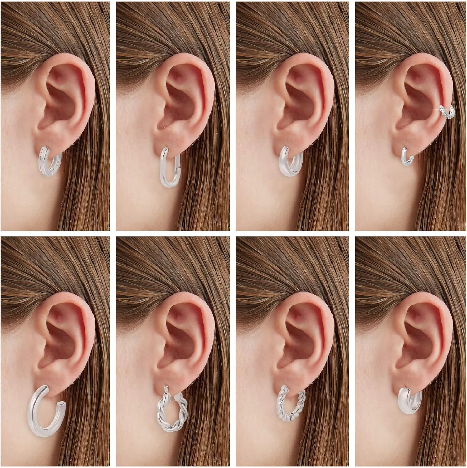 925 Sterling Silver Heart Earrings for Women, Dainty Huggie Hoop Fashion Hypoallergenic Small Chunky Stud Earrings Lightweight Love Heart Dangle Jewelry