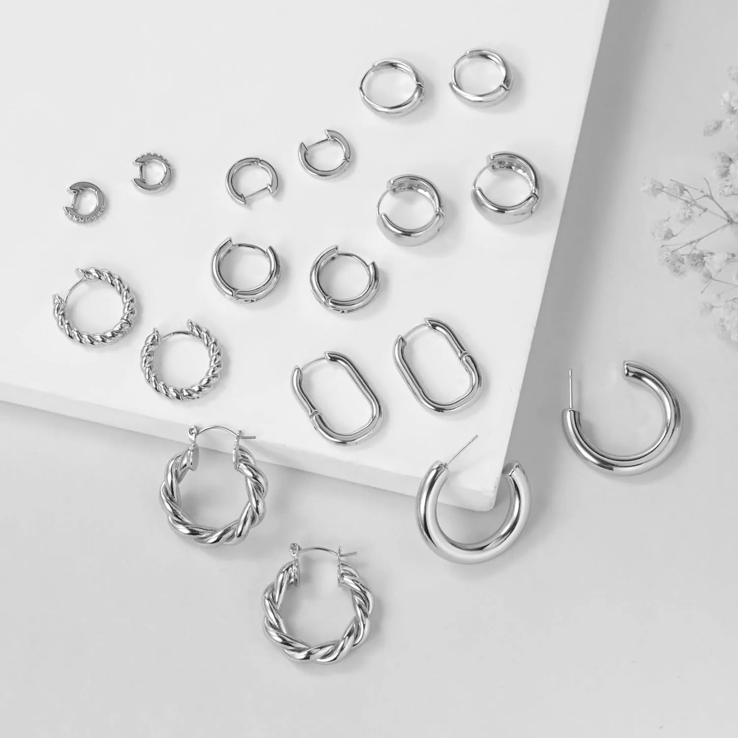 925 Sterling Silver Heart Earrings for Women, Dainty Huggie Hoop Fashion Hypoallergenic Small Chunky Stud Earrings Lightweight Love Heart Dangle Jewelry