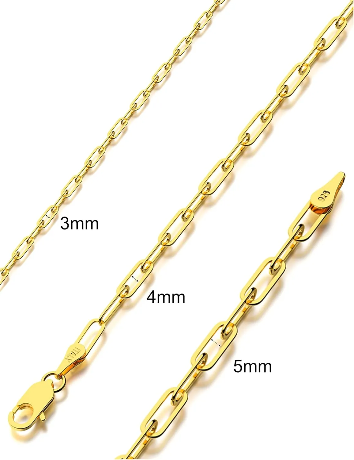 925 Sterling Silver Paperclip Chain Bracelet 3/4/5mm Silver Bracelet for Women Men Silver Bracelet 6.5-9 Inches
