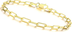 925 Sterling Silver Paperclip Chain Bracelet 3/4/5mm Silver Bracelet for Women Men Silver Bracelet 6.5-9 Inches